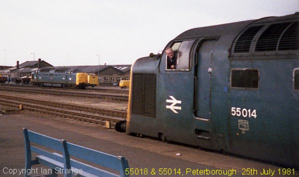 55018 and 55014 at Peterborough